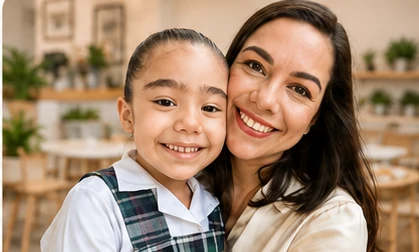 Madre con su hija estudiante